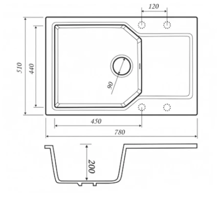 Кухонная мойка KAISER KMM-5178 мрамор (KMM-5178 /5078 W)